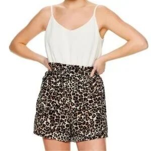 LILY ROSE Large Animal Print Cami Tank Romper White/Tan Multi‎
